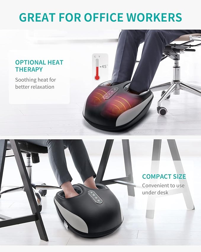 Nekteck Shiatsu Foot Massager with Heat for Neuropathy & Plantar Fasciitis, Electric Heated Feet Massager Machine for Pain Relief & Circulation, Birthday Christmas Gifts for Women Men Mom Dad Him Her-VivaGrace Women