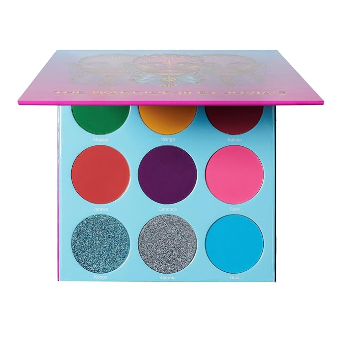 Juvia's Place Palette The Warrior III - Deep Emerald Green, Red, Violet, Cerulean Blue, Shades of 9, Pigmented Makeup Palette Eye Color & Shine-VivaGrace Women