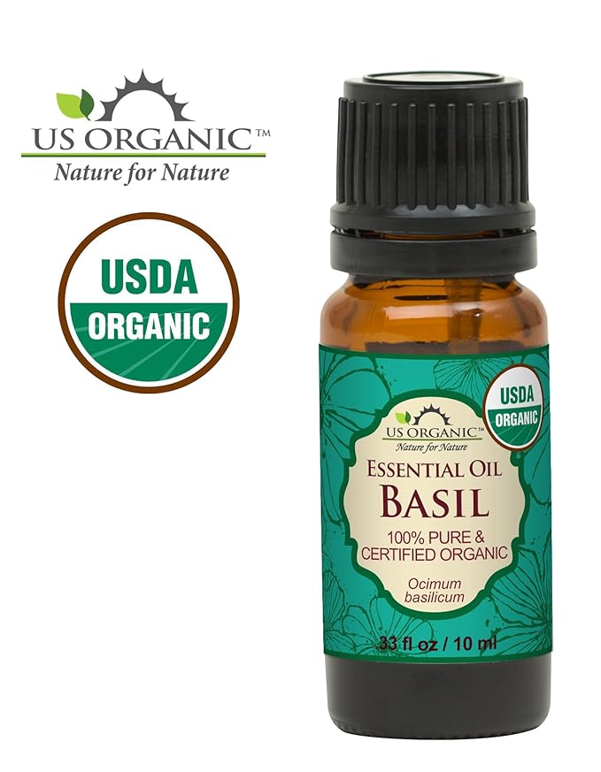US Organic 100% Pure Basil Essential Oil, USDA Certified Organic, Steam Distilled W/Euro Dropper, 10 ml (More Size Variations Available)-VivaGrace Women