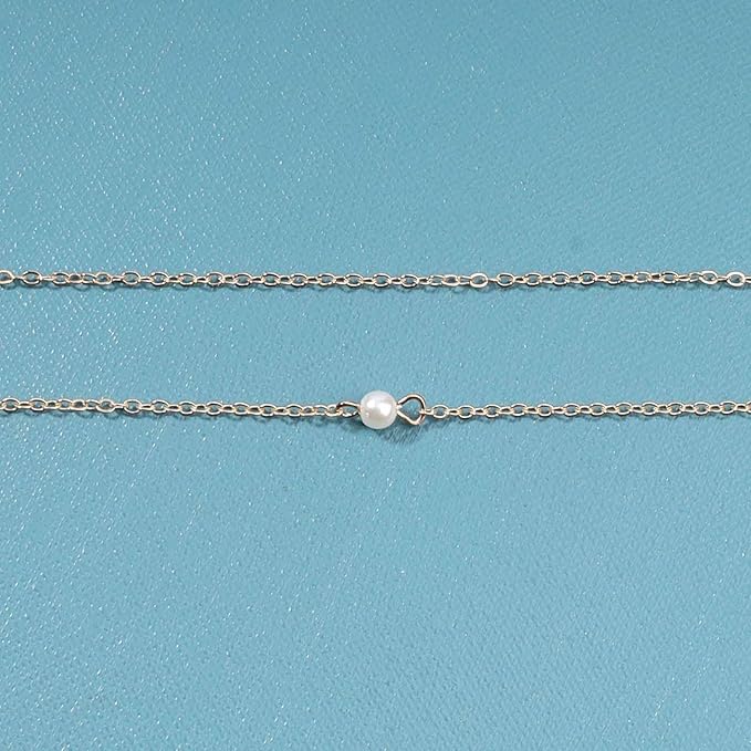 Boho Layered Pearl Choker Necklace Gold Pearl Pendant Necklace Tiny Dot Layering Necklace Vintage Necklace Chain Jewelry for Women and Girls Gifts-VivaGrace Women