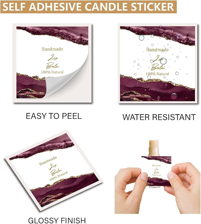 CRASPIRE 80Pcs 8 Styles Lip Balm Sticker Vintage Quicksand Background Self-Adhesive Homemade Lip Balm Labels Vintage Square DIY Label Stickers for Lip Balm Containers Cosmetics Lipsticks-VivaGrace Women