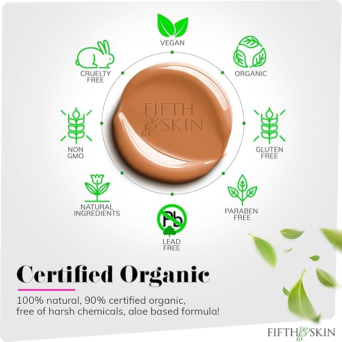 Fifth & Skin: Better’n Ur Skin Liquid Foundation (RICH TAN) - Natural, Organic, Vegan, Cruelty-Free - Gluten-Free Beauty with Buildable Coverage and Palm-Free Luxury - 1 oz-VivaGrace Women