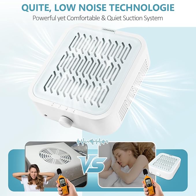 LIONVISON Nail Dust Collector For Salons: Manicure Pedicure Tool for Beginners DIY Nail Tech - Reusable Filter Fan Dust Suction Machine For Home-VivaGrace Women