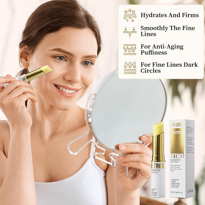 Retinol Eye Stick, Eye Cream for Dark Circles and Puffiness, Hydration and Brightening Eye Balm, Under Eye Cream Anti Aging Visible Results in 3-4 Weeks Reduces Fine Lines Bags-VivaGrace Women