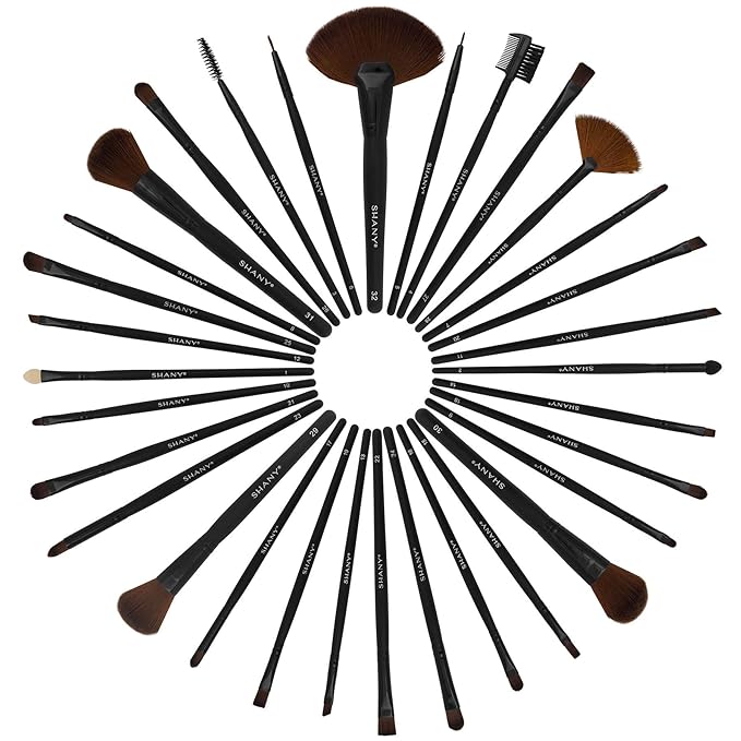 SHANY Makeup Brushes Premium Synthetic Foundation Powder Concealers Eye Shadows Cosmetics Brush Set with Faux Leather Pouch and Instruction sheet, 32 Count-VivaGrace Women