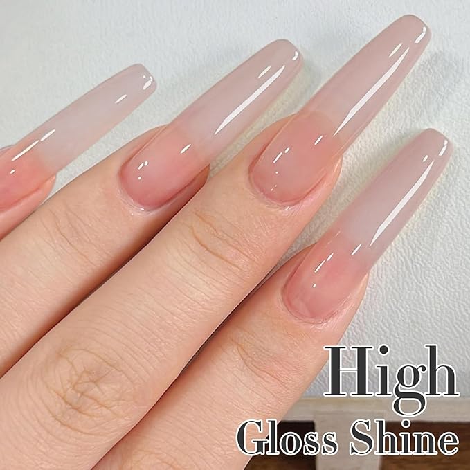 Double Rhythm Translucent Gel Polish Sheer Neutral Natural Light Milky Same Color Same Bottle 15ML Jelly Nail Polish Nail Art DIY at Home (Milky Nude Purple-A1414)-VivaGrace Women