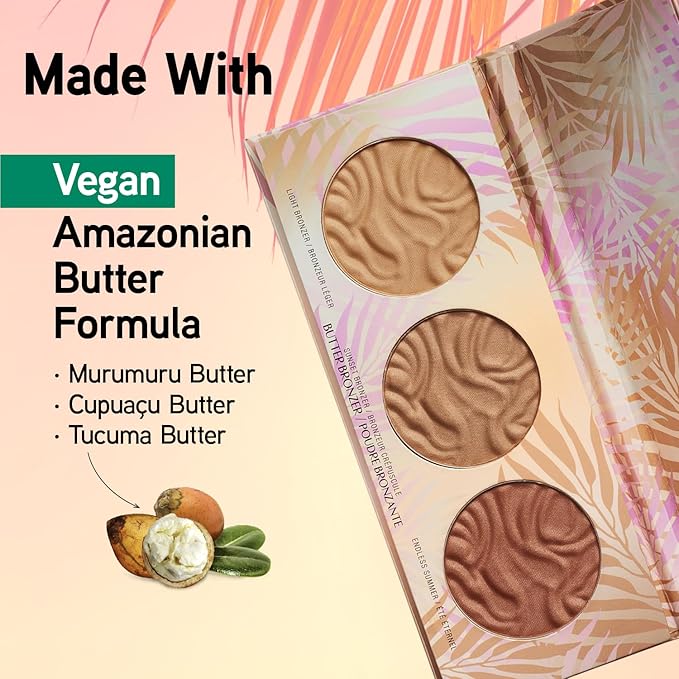 Physicians Formula Murumuru Butter Bronzer Face Makeup Palette Set, Includes Nourishing Butter Bronzer, Highlighter, Blush, Dermatologist Tested, Vegan & Cruelty-Free - Endless Summer Powder-VivaGrace Women