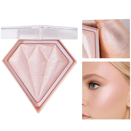 MEICOLY Baked Highlighter Powder Palette,Natural Face Highlighter Shimmer Powder,Long Lasting Glittery Highlighter Makeup Face Luminizer,03 Fairy Pink-VivaGrace Women