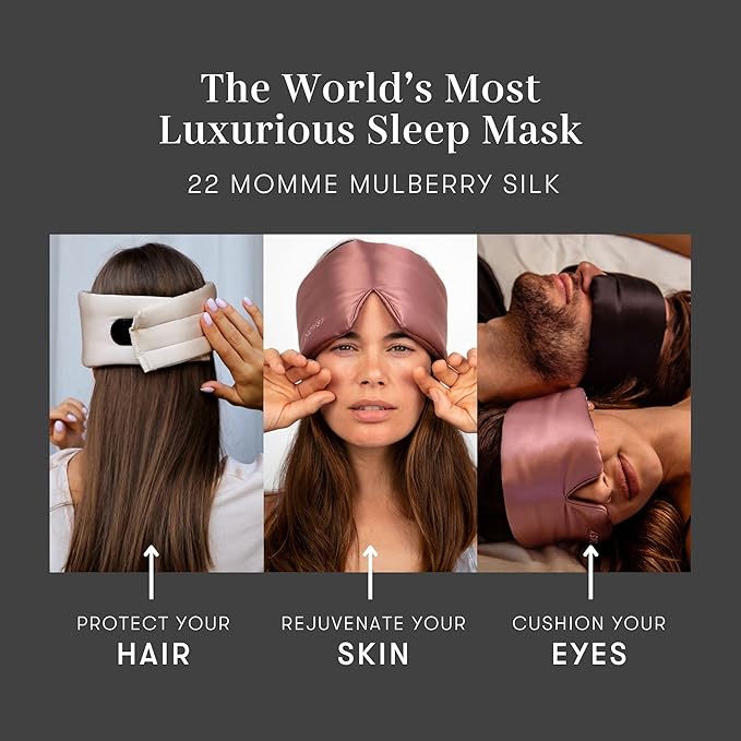 DROWSY Silk Sleep Mask. Face-Hugging, Padded Silk Cocoon for Luxury Sleep in Total Darkness. (Moonlight Shadow)-VivaGrace Women