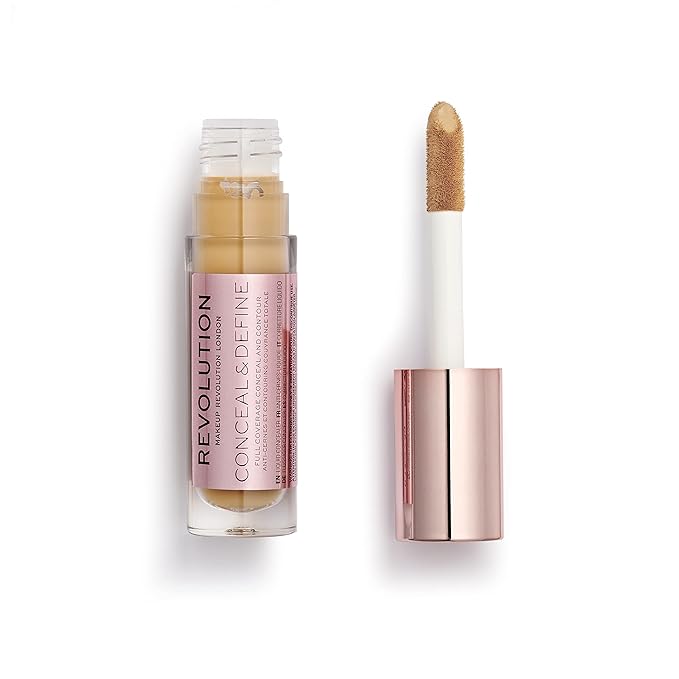 Makeup Revolution Conceal and Define Concealer, Full Coverage & Matte Finish, C11.5 for Medium/Tan Skin Tones, Vegan & Cruelty-Free, 0.7 Fl Oz-VivaGrace Women