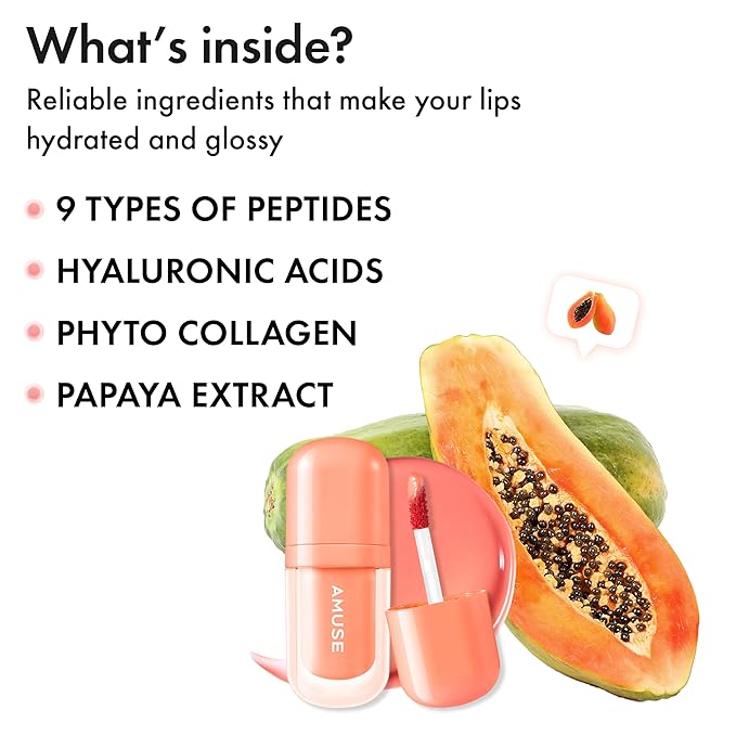 Amuse SEOUL BEBE TINT - 02 PAPAYA CORAL | 24-hour Long-lasting Lip Stain, Plumping, Hydrating, Moisturizing, No Peel Off, Lip Care, Treatment, Non Sticky, Korean Lip Tint for Dry Lips-VivaGrace Women