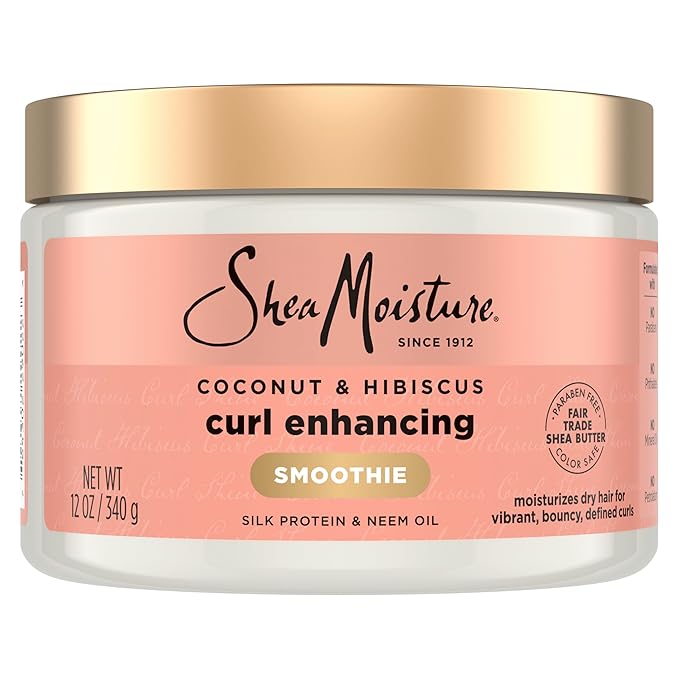 SheaMoisture Smoothie Curl Enhancing Cream Coconut and Hibiscus for Thick, Curly Hair Sulfate Free and Paraben Free 12 oz-VivaGrace Women