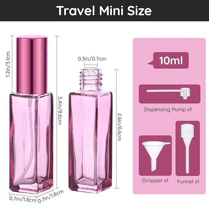 Segbeauty 5pcs Travel Refillable Atomizer, 10ML Empty Sprayer for Perfume, Mini Portable Glass Spray Bottle Dispenser for Cosmetic Accessories, Outgoing Travel Essentials-VivaGrace Women