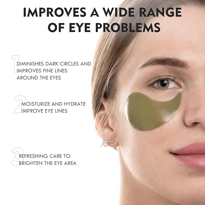 Eye Gel Patch（30 Pairs）Under Eye Patches Mask Essence Extract Under Eye Gel Pads to Reduce Puffy eyes, Dark Circles and Wrinkles (Green Tea)-VivaGrace Women