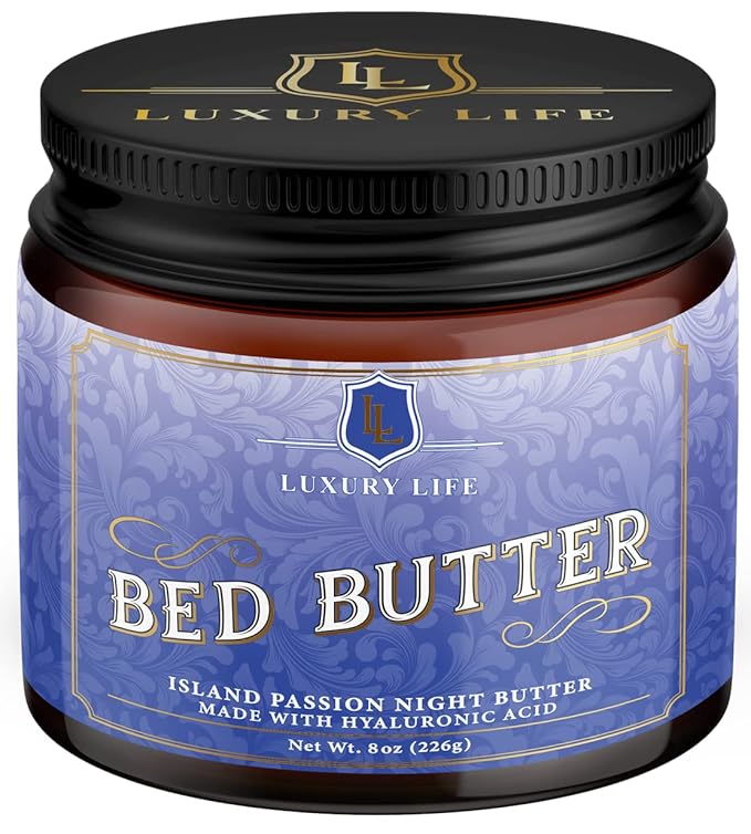 LUXURY LIFE Bed Butter - Irresistibly Fragranced Mood-Enticing Butter Infused with Hyaluronic Acid. Extra Rich Calming Nighttime Moisturizer for Sensual Stimulating Experience (Island Passion, 8 oz)-VivaGrace Women
