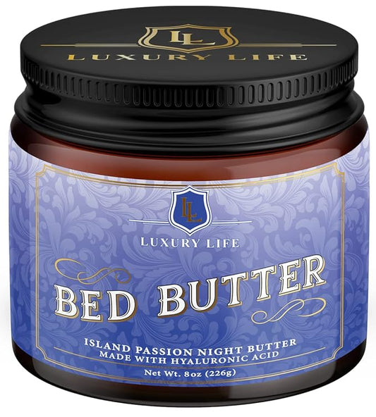 LUXURY LIFE Bed Butter - Irresistibly Fragranced Mood-Enticing Butter Infused with Hyaluronic Acid. Extra Rich Calming Nighttime Moisturizer for Sensual Stimulating Experience (Island Passion, 8 oz)-VivaGrace Women