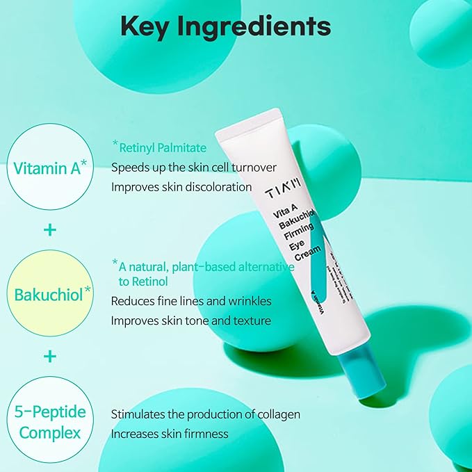 TIAM Vita A Bakuchiol Firming Eye Cream for Wrinkles, Anti-Aging, Dark Circles, and Puffiness, Fragrance-Free Under-Eye Treatment, 1.01 FL.OZ. / 30ml-VivaGrace Women