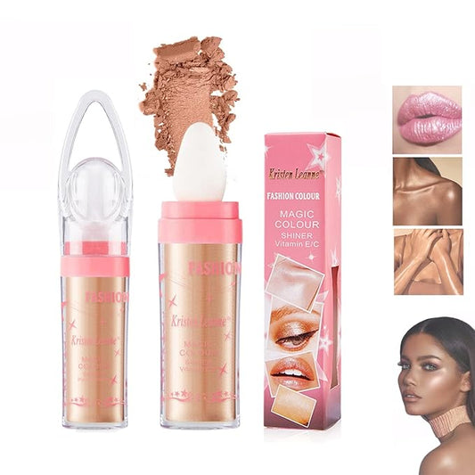 Polvo De Hadas Fairy Highlight Patting Powder Body Brightens the Natural Three-dimensional Patting Powder Blusher (03# Golden Brown)-VivaGrace Women