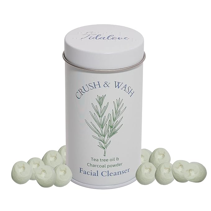 3-in-1 Solid Facial Cleanser, Exfoliator, and Wash-off Mask - Vegan, Cruelty-Free, Plastic-Free, Travel-Friendly, 1 Month Supply (60 Crushable Tablets) in Tin (Purifying Beans in Tin)-VivaGrace Women