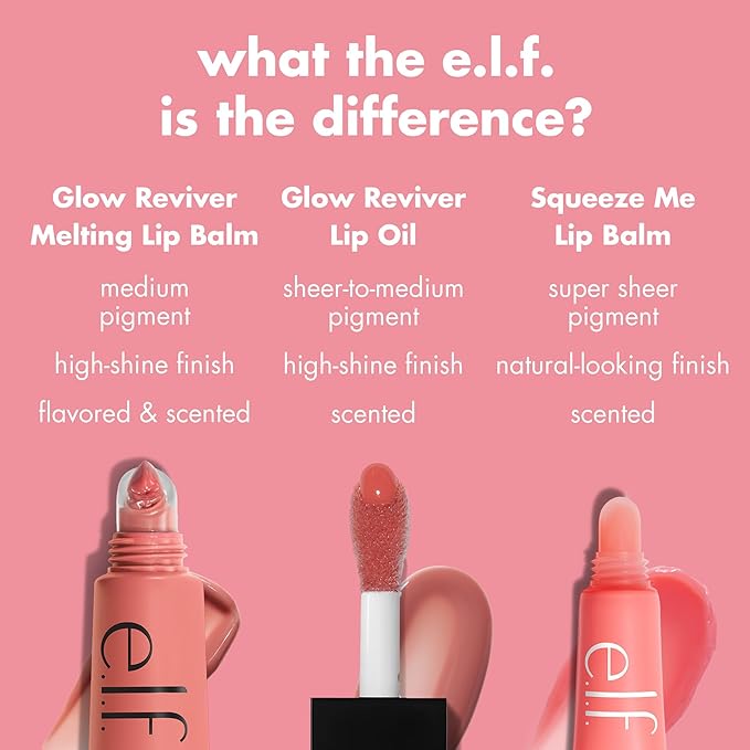 e.l.f. Glow Reviver Melting Lip Balm, Hydrating Tinted Lip Balm For A Glossy Finish & Soft, Supple Lips, Vegan & Cruelty-Free, Strawberry Shortcake-VivaGrace Women