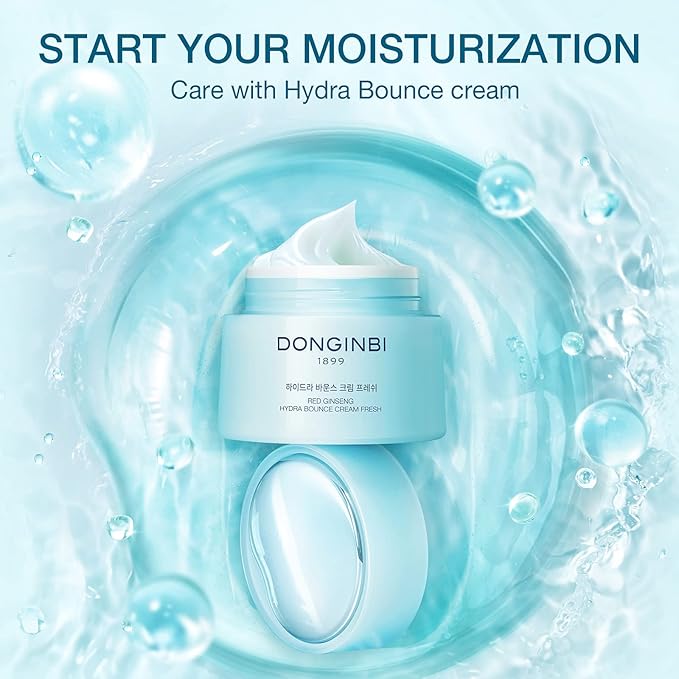 Donginbi Korean Face Moisturizer Red Ginseng Hydra Bounce Cream Fresh, Korean Red Ginseng Skin Moisturizing Face Cream for Dry and Oil Skin Moisturizing Cream- 0.84Oz-VivaGrace Women