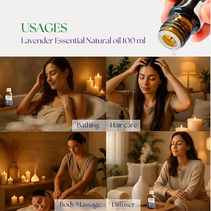 Roots & Above Pure Natural Lavender Essential Oil 3.38 oz/100ml for Diffuser, Skin, Hair, Self-Care, Soap & Candle Making Scent Fragrance-VivaGrace Women