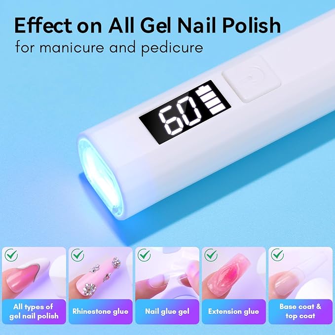 Makartt UV Light for Gel Nails: Handheld Mini Flash Cure Lamp Portable Lumière Nail Dryer for Curing Gel Polish Nail Glue Rechargeable USB Nail Light with LCD 2 Timer for Fast Drying Home Salon Use-VivaGrace Women