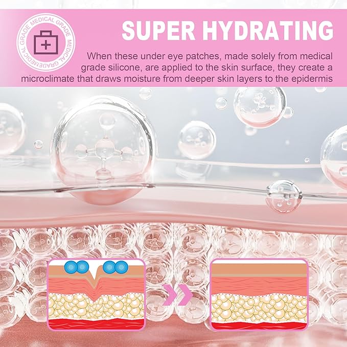 Under Eye Patches 6 PCS Silicone Reusable Eye Patches for Wrinkle, Puffiness Eyes, Dark Circles - Overnight Skin Facial Moisturizing Treatment for All Skin - Hypoallergenic Smile Line Pads-VivaGrace Women