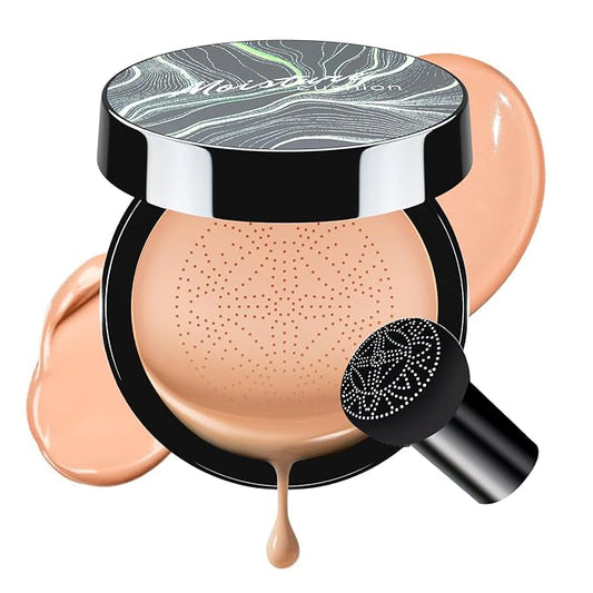 Air Cushion CC Cream Foundation - Mushroom Head BB Creams, Long Lasting Concealing Brightening, Moisturizer Face Cream,Facial Skin Care Makeup For All Skin Types (Nude)-VivaGrace Women