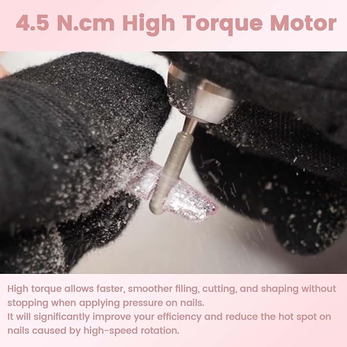 Delanie Professional Nail Drill High Torque 35000 RPM Rechargeable Portable Electric Nail File Filer for Acrylic Gel with Cuticle Bits, Salon Manicure Tool, Rose Gold-VivaGrace Women