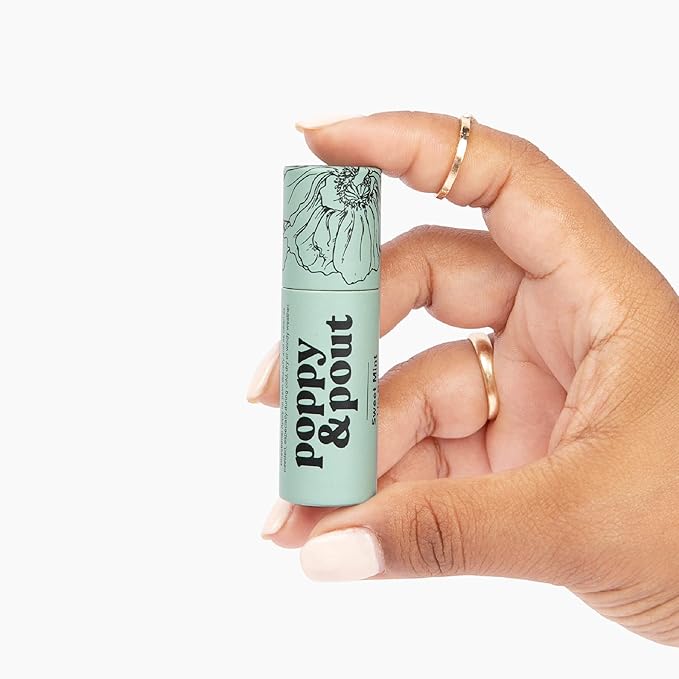 Poppy & Pout Sweet Mint Jumbo Lip Balm | All Natural Lip Balms & Moisturizers | Hydrates with Beeswax, Vitamin E, Organic Coconut Oil | Cruelty-Free | Lip Balm in Recyclable Cardboard Tube-VivaGrace Women