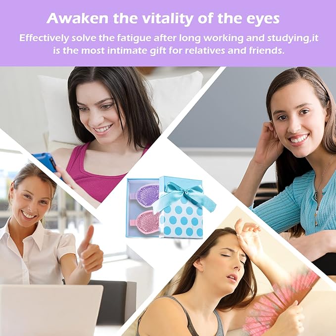 Permotary 2PCS Gel Eye Mask Reusable Hot Cold Compress Pack Eye Therapy,Therapeutic Gel Eye Spa Pad for Puffiness/Dark Circles/Eye Bags/Dry Eyes/Headaches/Migraines/Stress Relief-Pink&Purple-VivaGrace Women