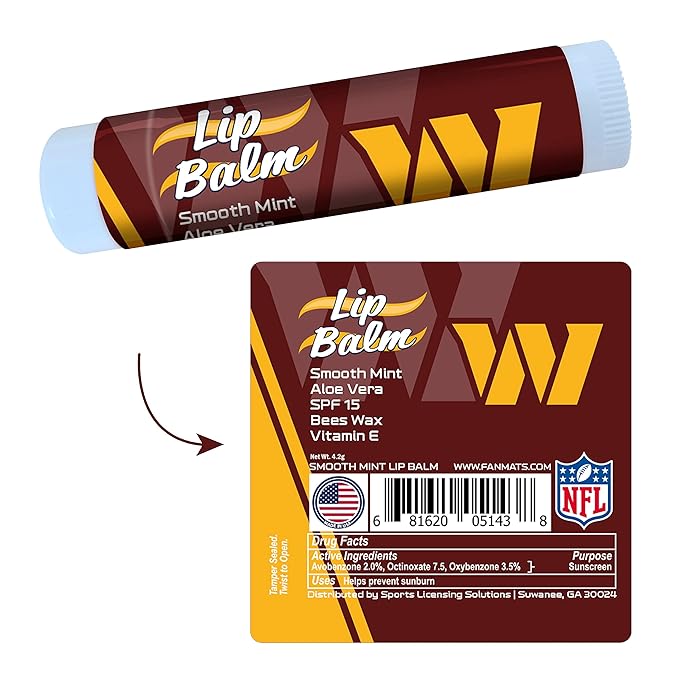 FANMATS 34758 Washington Commanders Smooth Mint SPF 15 Lip Balm-VivaGrace Women