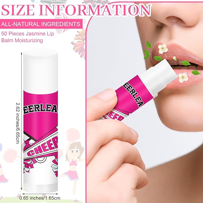 50 Pcs Cheer Gifts Bulk Cheerleading Lip Balm Gifts Moisturizing for Cheerleader Gifts Women-VivaGrace Women