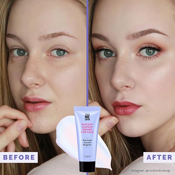 Elizabeth Mott Thank Me Later Radiant Face Primer - Illuminating & Hydrating Makeup Base with Niacinamide for Dewy Skin - Long-Lasting, Oil-Free Formula, Lightweight & Cruelty-Free, 30g-VivaGrace Women