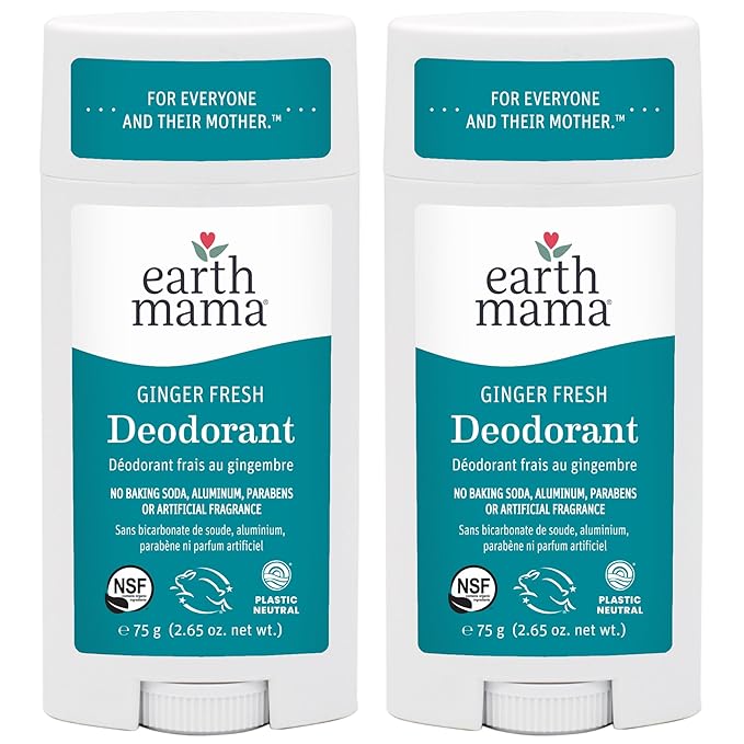Earth Mama Ginger Fresh Deodorant | Safe for Sensitive Skin, Pregnancy and Breastfeeding, Contains Organic Ginger and Lime, No Baking Soda or Aluminum, 2.65-Ounce (2-Pack)-VivaGrace Women