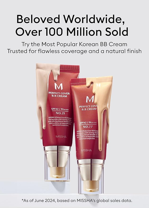 MISSHA M Perfect Cover BB Cream No.13 Bright Beige - Fair with Cool Undertone SPF 42 PA +++ 1.69 Fl Oz - Tinted Moisturizer with SPF-VivaGrace Women