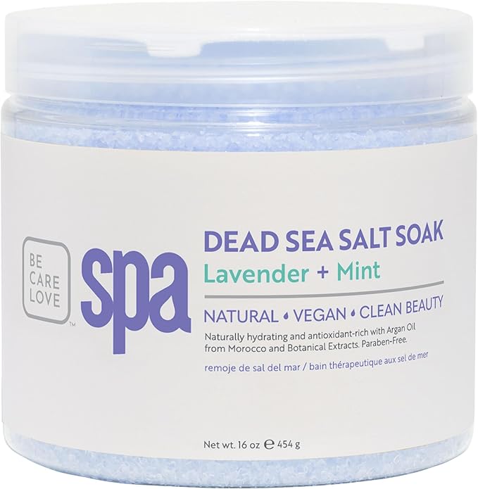 BCL SPA Dead Sea Salt Soak - Bath Salt with Organic Lavender + Mint, Shae Butter, Arnica, Aloe Vera Juice, Chamomile, Argan Oil & Jojoba Oil Skin Exfoliator- Home/Professional Use 16 fl oz-VivaGrace Women