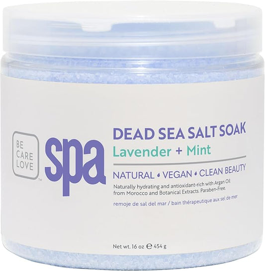 BCL SPA Dead Sea Salt Soak - Bath Salt with Organic Lavender + Mint, Shae Butter, Arnica, Aloe Vera Juice, Chamomile, Argan Oil & Jojoba Oil Skin Exfoliator- Home/Professional Use 16 fl oz-VivaGrace Women