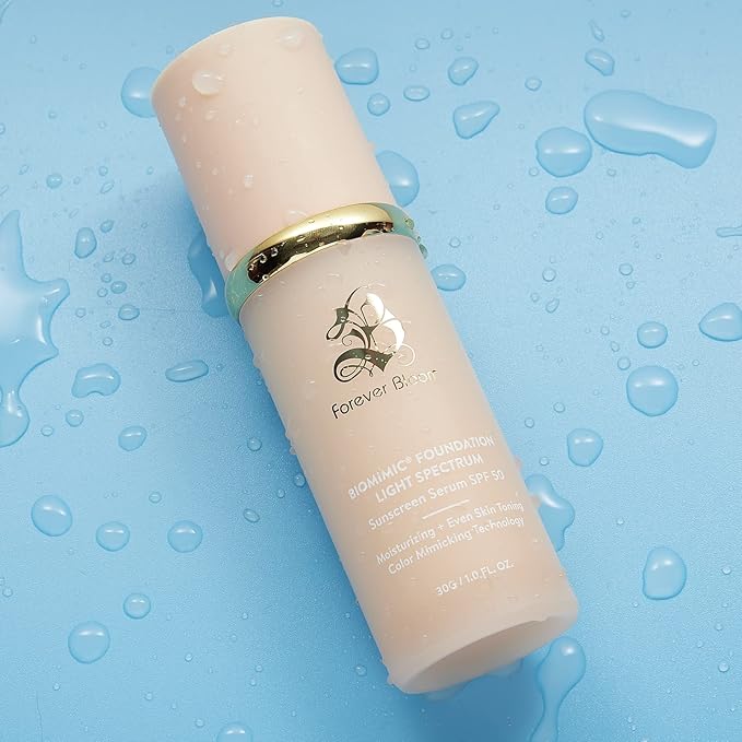 Bio Mimic Foundation Light Spectrum by Forever Bloom; Hydrating, Anti-Aging, Concealing, Evening skin tone, Protecting from Sun with SPF50; Lifestyle Lightweight Foundation for Gym, Sports, Dancing-VivaGrace Women