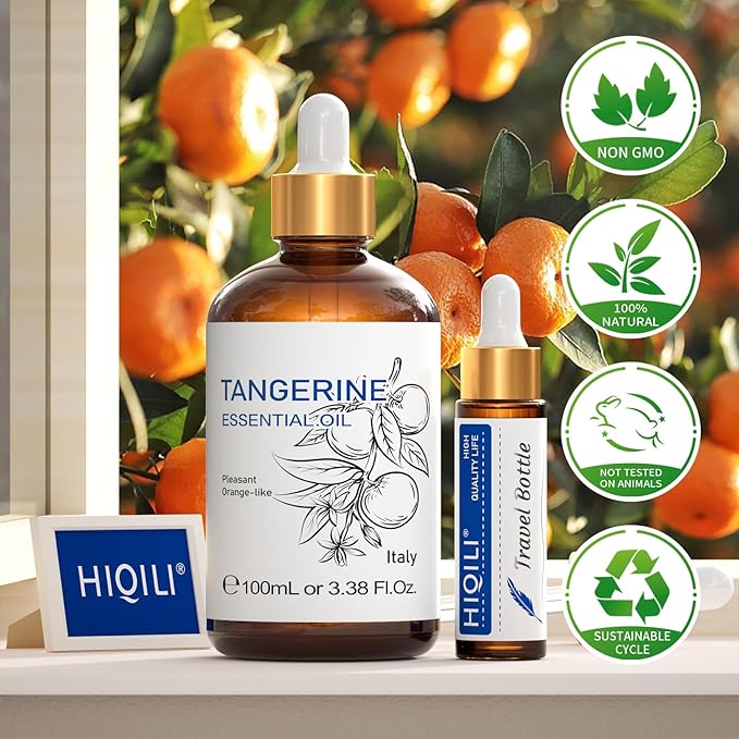 HIQILI 100ML Tangerine Essential Oil, Skin Care, Hair Care, Air Purification, Can be Added to Body Lotion, Shampoos, Diffusers Use - 3.38 Fl Oz-VivaGrace Women