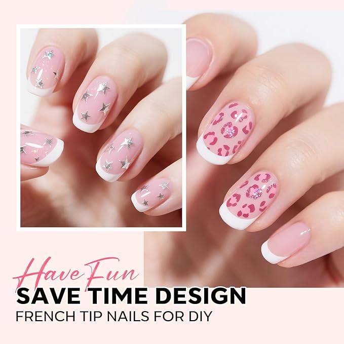 modelones French Tip Press on Nails, 150Pcs Extra Short Square Fake Nails with Nail Box, Pink Gel Nail Tips for Women, Soft Glue-On Nails for Natural Salon Look, DIY Nail Art Kit (15 Sizes)-VivaGrace Women