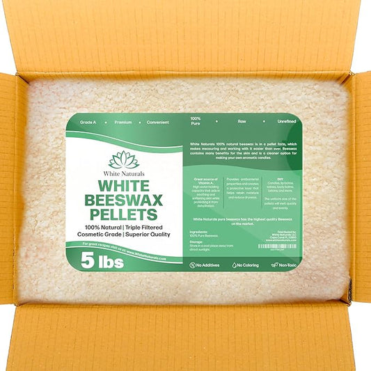Bulk White Beeswax Pellets 5lb, Pure, Natural, Cosmetic Grade, Organic, Bees Wax Pastilles, Triple Filtered, Great For Candle Making, Soap, Food Wrap, DIY Projects Lip Balms, Lotions, and More!-VivaGrace Women