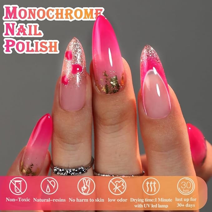 Double Rhythm 0.50 OZ Translucent Gel Polish Same Color Same Bottle Sheer Pastel Neutral Natural Milky 15 ML Jelly UV Nail Art DIY at Home (Cherry Rose-A1046)-VivaGrace Women