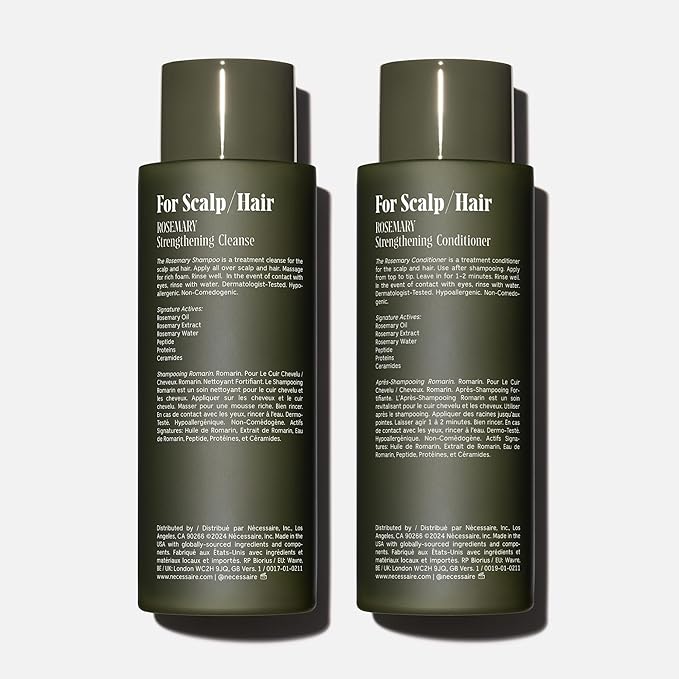 Nécessaire Rosemary Hair Duo | Multi-Protien Strengthening Shampoo + Conditioner For Thinning Hair. For Women + Men. Good For All Hair Types/Textures. Free Of Sulfates. Color-Safe. 250 ml / 8.4 oz-VivaGrace Women