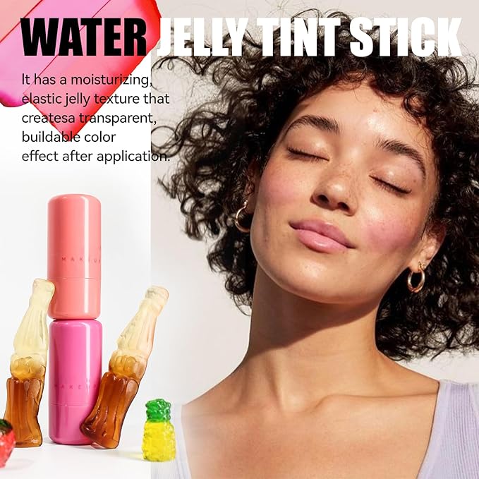 2 Pcs Milk Jelly Blush, Milk Cooling Water Jelly Tint, Vivid Color Water Jelly Tint Milk Blush, Sheer Eye Lip & Cheek Stick Stain, Long Wearing, Watercolor Finish Lip Gloss for Women, 01&02-VivaGrace Women
