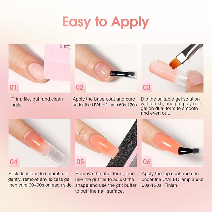 ROSALIND 28 Colors Poly Nail Gel Kit with Mini U V/LED Lamp White Nude Poly Nails Gel Kit Starter Kits With Slip Solution Pink Extensions Set for Nail Manicure Beginner-VivaGrace Women