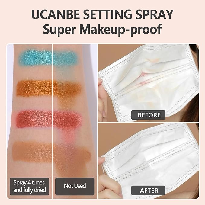 Long Lasting Makeup Setting Spray Kit - 3.38 Fl oz Super Matte Finish Setting Mist Lightweight Face Make up Fixer for Oily Skin + 1PC Sponge Puff + 1PC Powder Puff-VivaGrace Women