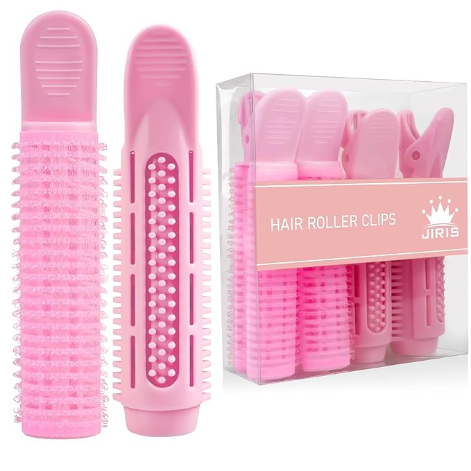 4PCS Volumizing Hair Clips for Root Lift & Volume - Instant Bangs Roller Clips for Effortless Curls & Lift - Velcro Rollers For Hair - Hair Rollers For Women - Pink-VivaGrace Women