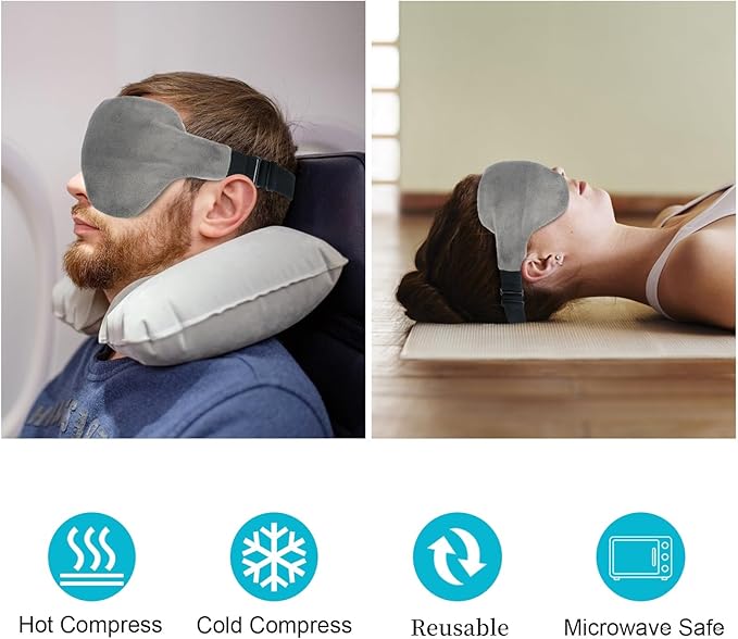 Atsuwell Cooling Eye Mask, Reusable Cold Sleep Eye Compress and Moist Heat for Eye Relaxing, Multipurpose Eye Bag for Dry Eyes with Microwavable Flaxseed Pad, Cold Gel Pad and Silky Cotton Insert-VivaGrace Women